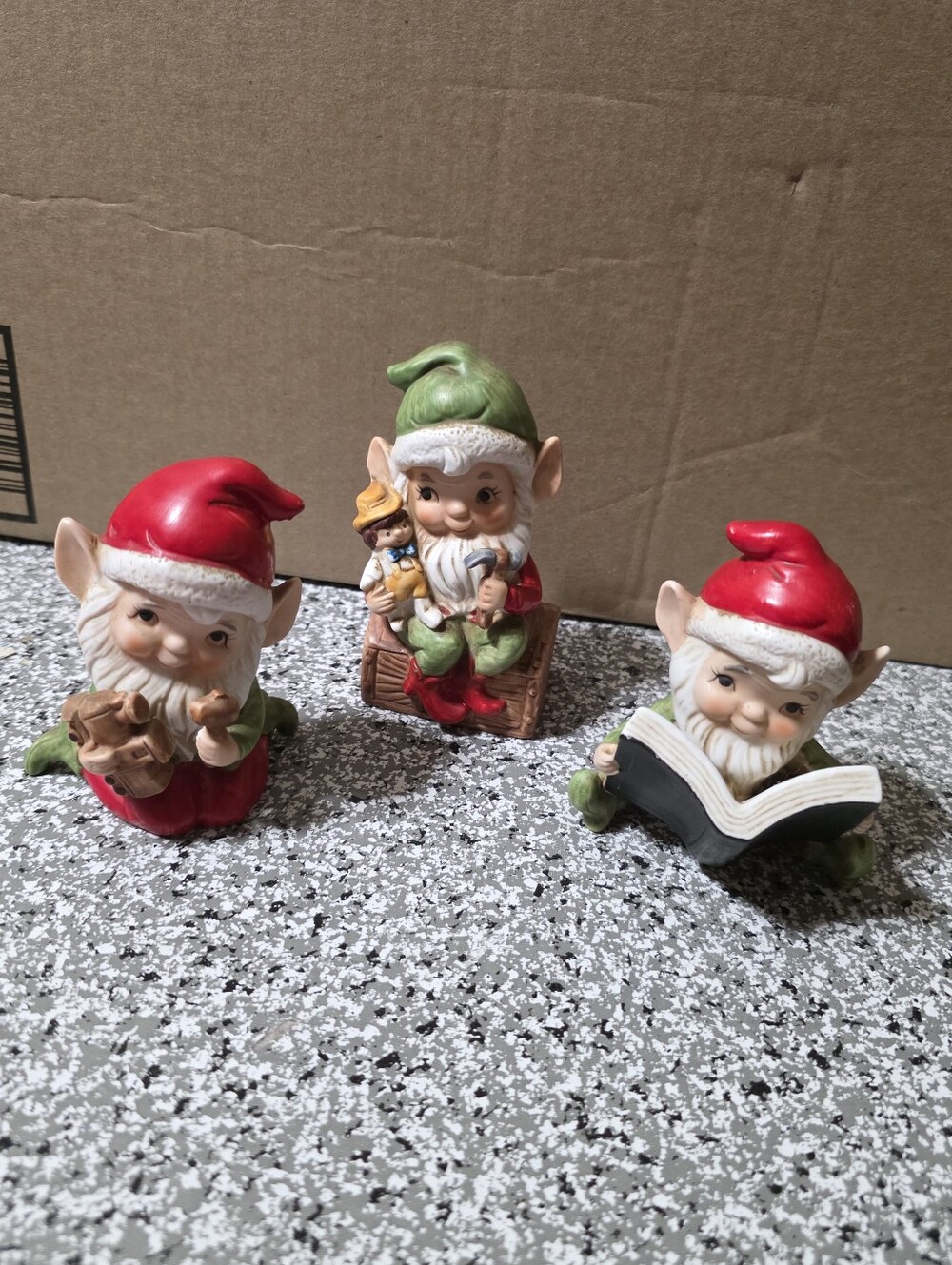 Homco Gnome Pixie Elf Santas Helper Figurines Set Of 3 #5406